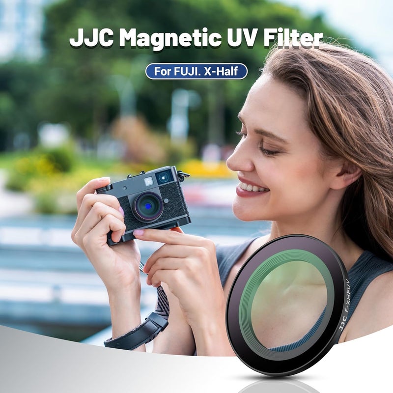 Kiorafoto فلتر UV واقي مغناطيسي نصف X لكاميرا فوجي فيلم Fuji X Half مع غطاء عدسة معدني، إطار من سبائك الألمنيوم Xhalf فلتر UV فوق بنفسجي متعدد الطلاء 99.25% نقل الضوء مقاوم للماء والخدوش - Image 3